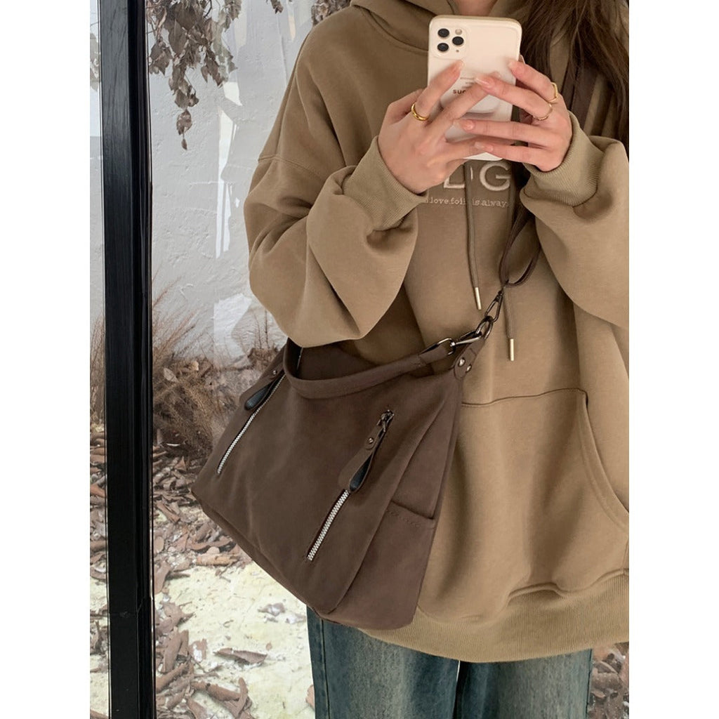 Vintage large capacity hobo bag for women, women's fashion tote bag, textured portable commuter bag - SJB-DIAMOND ELITES
