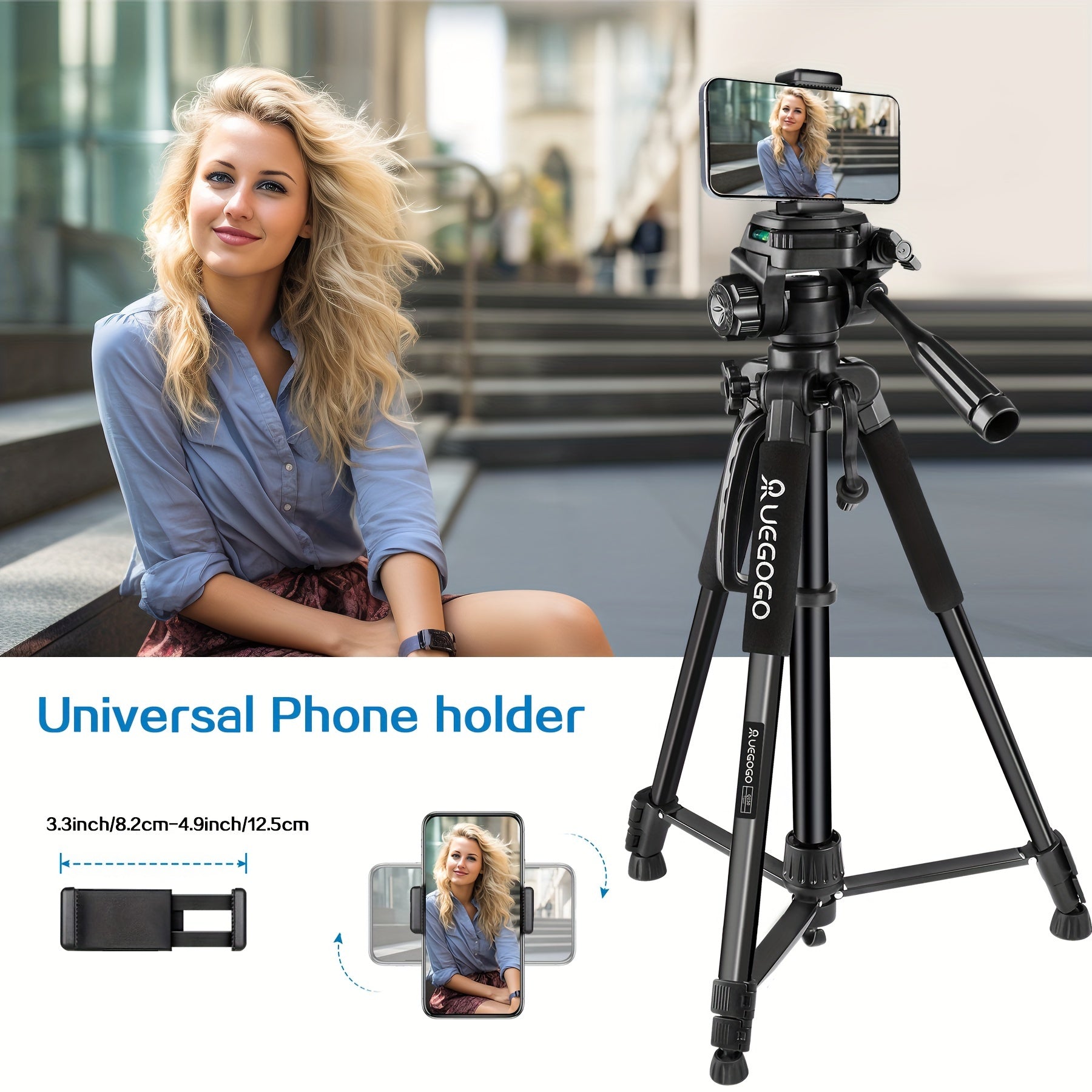 ZOMEI 60 Inch Micro Single-lens Digital Camera Mobile Phone Horizontal And Vertical Shooting Live Portable Aluminum Tripod With Mobile Phone Clip + T-shaped Mobile Phone Clip Lootquake LLC