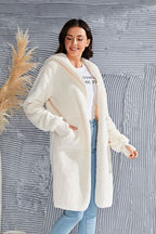 Red Double Take Full Size Hooded Teddy Bear Jacket with Thumbholes Ultra-Cozy & Stylish Comfortable Outerwear