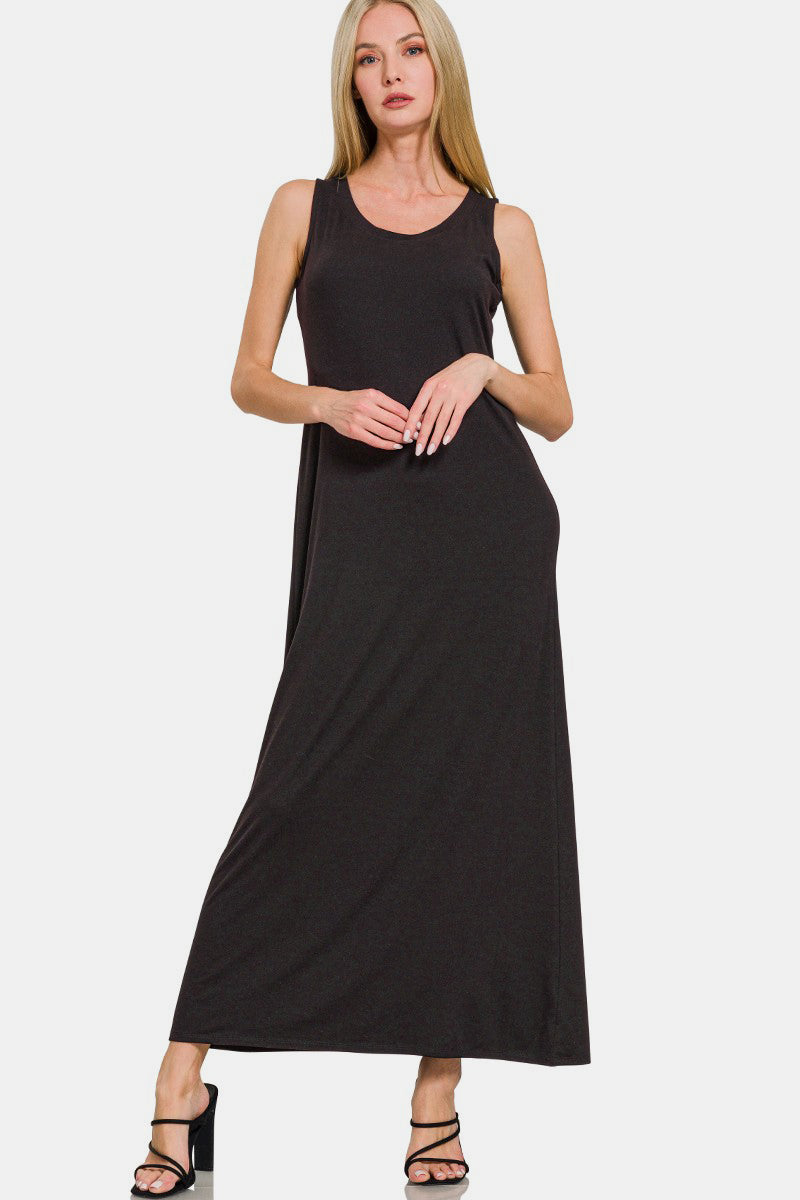 Scoop Neck Wide Strap Tank Dress For Women – Simple & Classic, Comfortable Wide Straps, Flattering Scoop Neckline for Effortless Style Stevvex