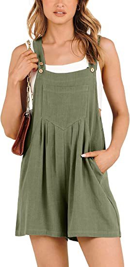 Women's Short Overalls Summer Casual Adjustable Strap Loose Short Bib Overalls Jumpsuit Rompers Pi-Mart