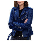 Women's Short Women's Leather Jacket Coat Jacket Pu Pi-Mart