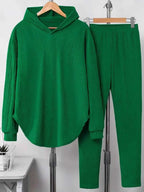Textured Long Sleeve Hoodie and Pants Set THRIXINE
