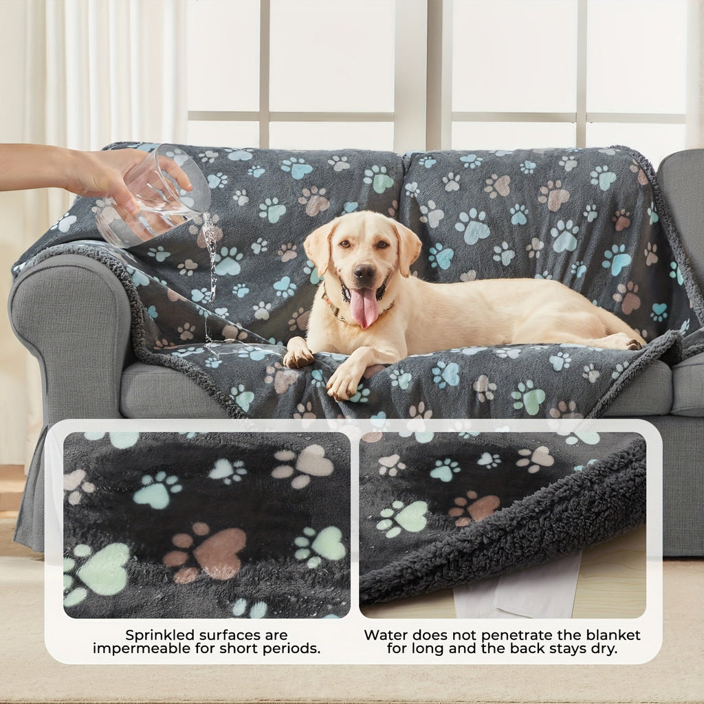 Waterproof Sherpa Fleece Dog Blanket For Small Medium Large Dogs, Reversible Couch Cover, Machine Washable Pet Puppy Blanket With Anti-Tear Protection Lootquake LLC