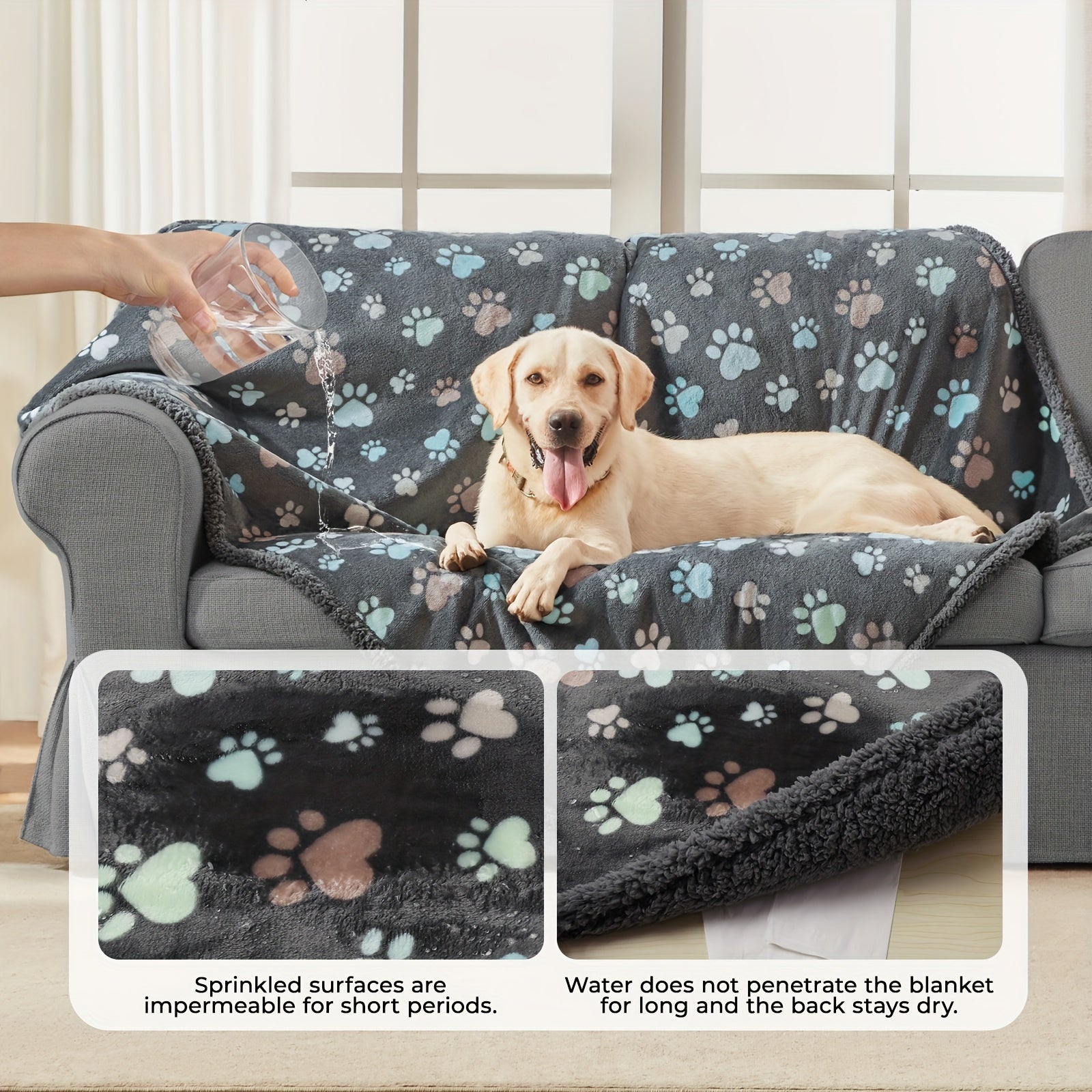 Waterproof Sherpa Fleece Dog Blanket For Small Medium Large Dogs, Reversible Couch Cover, Machine Washable Pet Puppy Blanket With Anti-Tear Protection Lootquake LLC