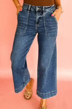 Ashleigh Blue Cropped High Rise Wide Leg Jeans