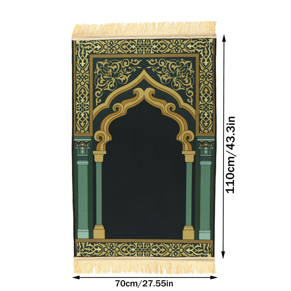 1pc Luxury Muslim Prayer Mat, Non-Slip Printed Islamic Kabah, Soft Worship Cushion, Meditation Rug, Pilgrimage Blanket, Islamic Prayer Carpet, Ideal Islamic Gift Lootquake LLC
