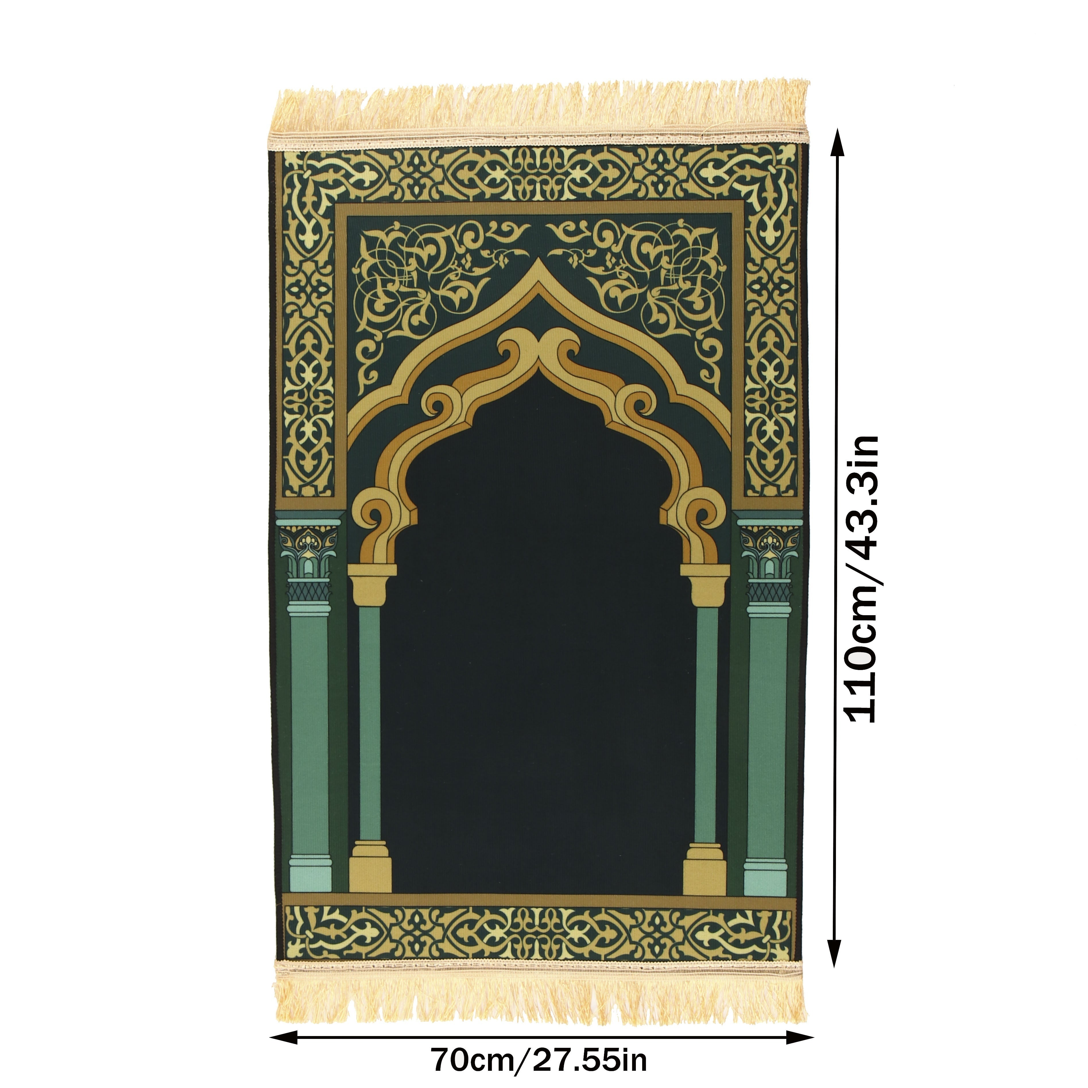 1pc Luxury Muslim Prayer Mat, Non-Slip Printed Islamic Kabah, Soft Worship Cushion, Meditation Rug, Pilgrimage Blanket, Islamic Prayer Carpet, Ideal Islamic Gift Lootquake LLC