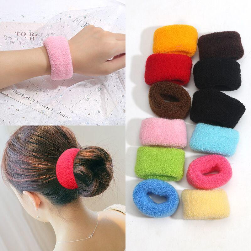 6/12 Pcs Women Girl Cute Knitting Solid Scrunchies Rubber Band Children Soft Elastic Hair Bands Colorful Large Hair Ties, Strong Elastic Hair Bobbles for Ponytail Holder Sweet Hair Accessories Set Stevvex