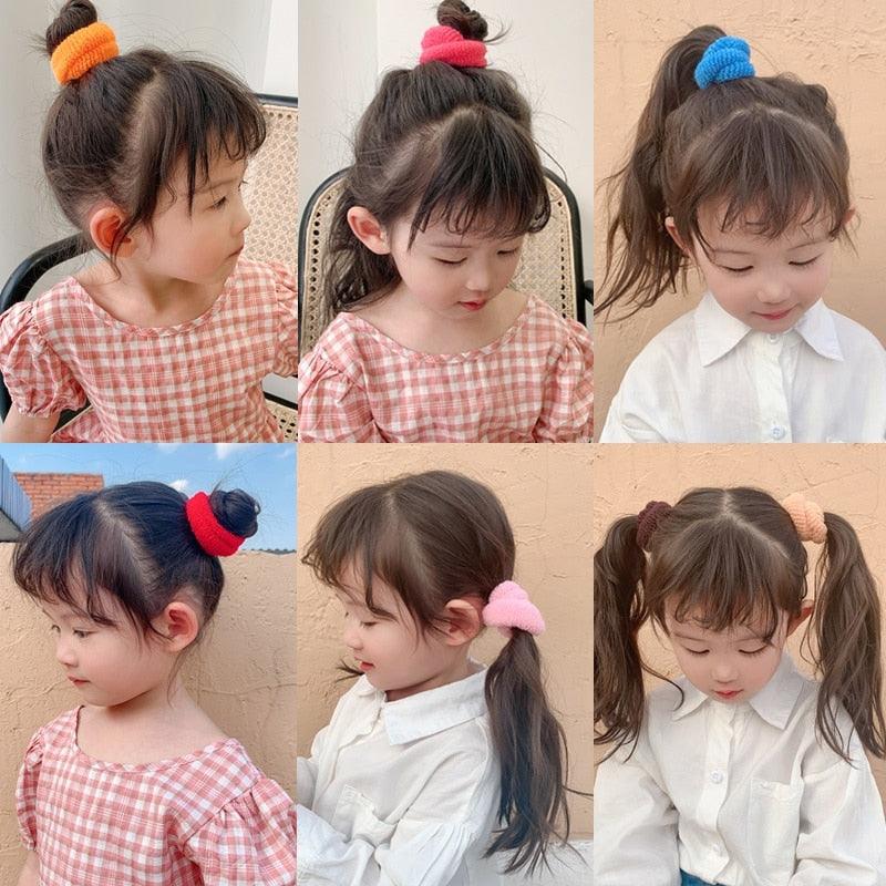 6/12 Pcs Women Girl Cute Knitting Solid Scrunchies Rubber Band Children Soft Elastic Hair Bands Colorful Large Hair Ties, Strong Elastic Hair Bobbles for Ponytail Holder Sweet Hair Accessories Set Stevvex