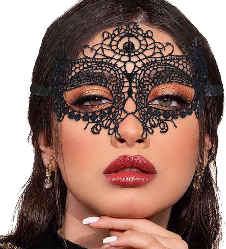 Masquerade Lace Mask Women Black Lace Masks Costume Party Proms Face Mask Halloween Eye Mask - SJB-DIAMOND ELITES