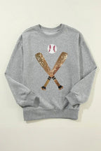 Gray Sequin Baseball Sweatshirt – Sparkle & Comfort | Femstylo