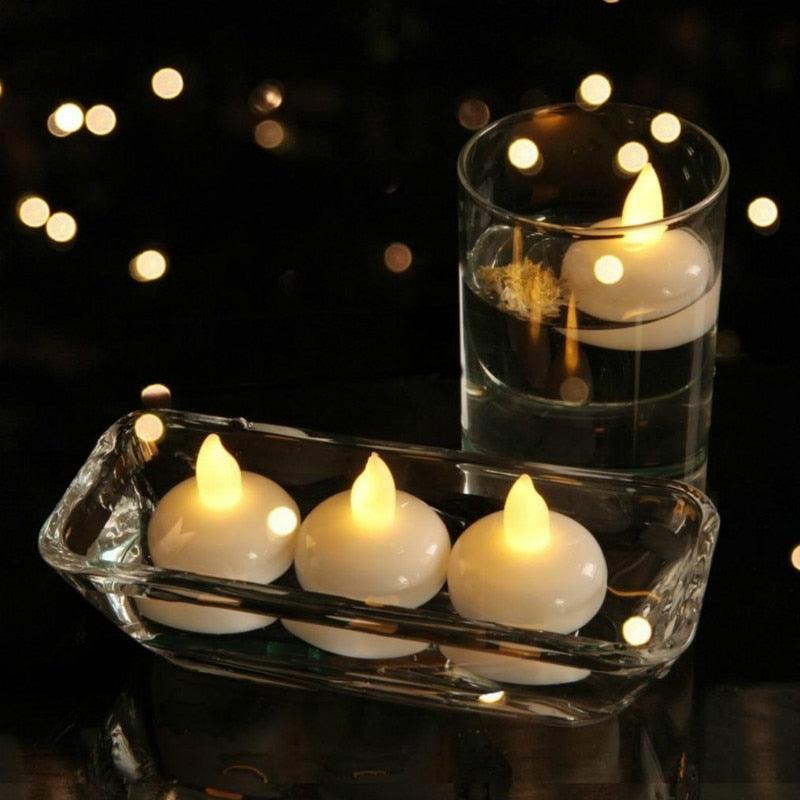 6/12PCS Floating Candle Lights LED Floating Candles Flameless Tea Lights Warm Yellow Battery Operated Waterproof Decoration for Wedding Thanksgiving Christmas Waterproof Flameless on Water Candles LED Tea Light Wedding Party Decorative Stevvex