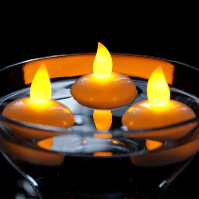 6/12PCS Floating Candle Lights LED Floating Candles Flameless Tea Lights Warm Yellow Battery Operated Waterproof Decoration for Wedding Thanksgiving Christmas Waterproof Flameless on Water Candles LED Tea Light Wedding Party Decorative Stevvex