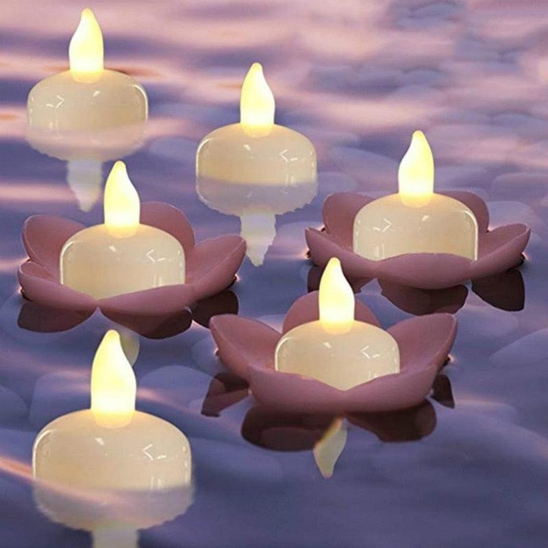 6/12PCS Floating Candle Lights LED Floating Candles Flameless Tea Lights Warm Yellow Battery Operated Waterproof Decoration for Wedding Thanksgiving Christmas Waterproof Flameless on Water Candles LED Tea Light Wedding Party Decorative Stevvex