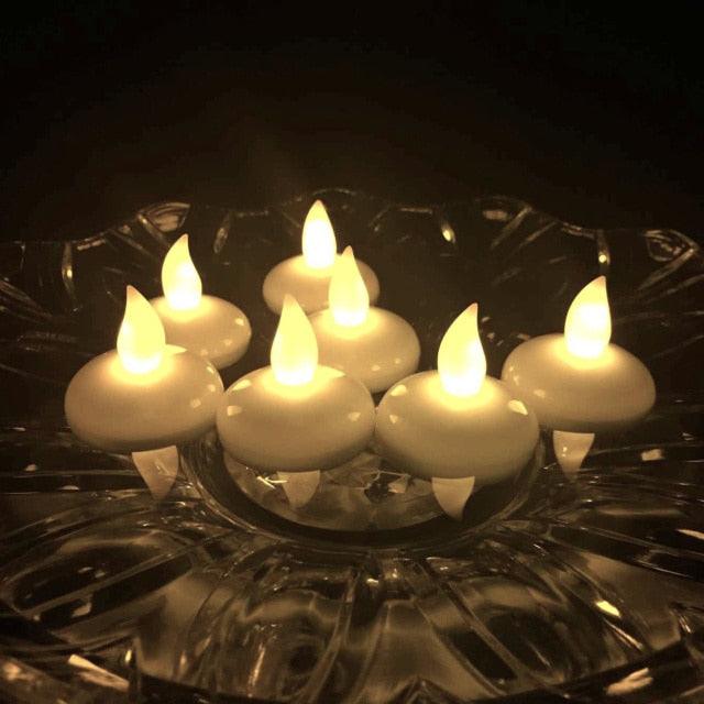 6/12PCS Floating Candle Lights LED Floating Candles Flameless Tea Lights Warm Yellow Battery Operated Waterproof Decoration for Wedding Thanksgiving Christmas Waterproof Flameless on Water Candles LED Tea Light Wedding Party Decorative Stevvex