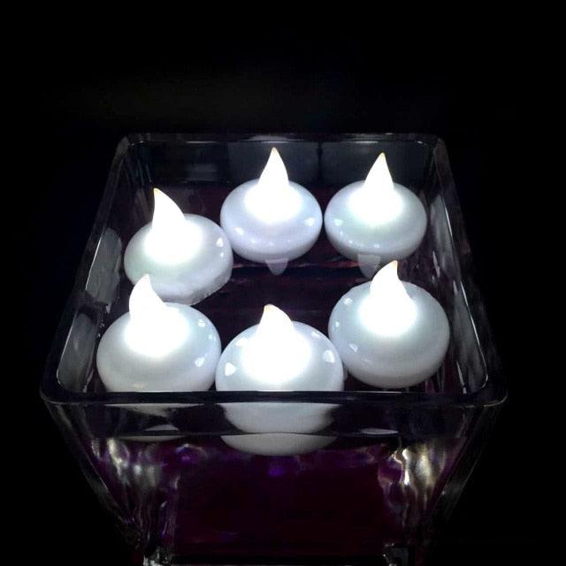 6/12PCS Floating Candle Lights LED Floating Candles Flameless Tea Lights Warm Yellow Battery Operated Waterproof Decoration for Wedding Thanksgiving Christmas Waterproof Flameless on Water Candles LED Tea Light Wedding Party Decorative Stevvex