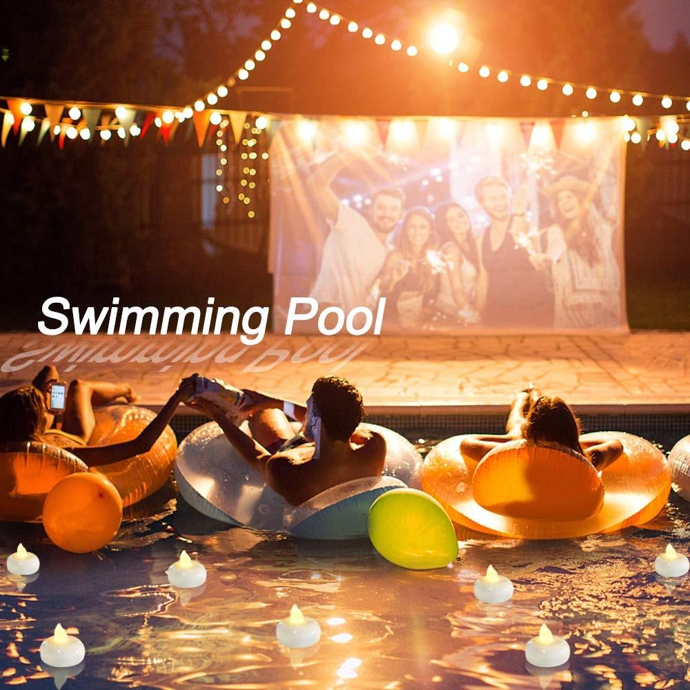 6/12PCS Floating Candle Lights LED Floating Candles Flameless Tea Lights Warm Yellow Battery Operated Waterproof Decoration for Wedding Thanksgiving Christmas Waterproof Flameless on Water Candles LED Tea Light Wedding Party Decorative Stevvex