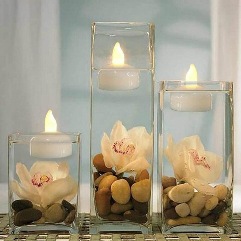 6/12PCS Floating Candle Lights LED Floating Candles Flameless Tea Lights Warm Yellow Battery Operated Waterproof Decoration for Wedding Thanksgiving Christmas Waterproof Flameless on Water Candles LED Tea Light Wedding Party Decorative Stevvex