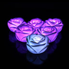 6/12pcs LED Candle Light Simulation Rose Romantic Holiday Party Wedding Confession with Reusable Night Decoration Colorful Light Flameless LED Tea Lights Candle Romantic Love Rose Shape LED Candle Stevvex