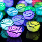 6/12pcs LED Candle Light Simulation Rose Romantic Holiday Party Wedding Confession with Reusable Night Decoration Colorful Light Flameless LED Tea Lights Candle Romantic Love Rose Shape LED Candle Stevvex