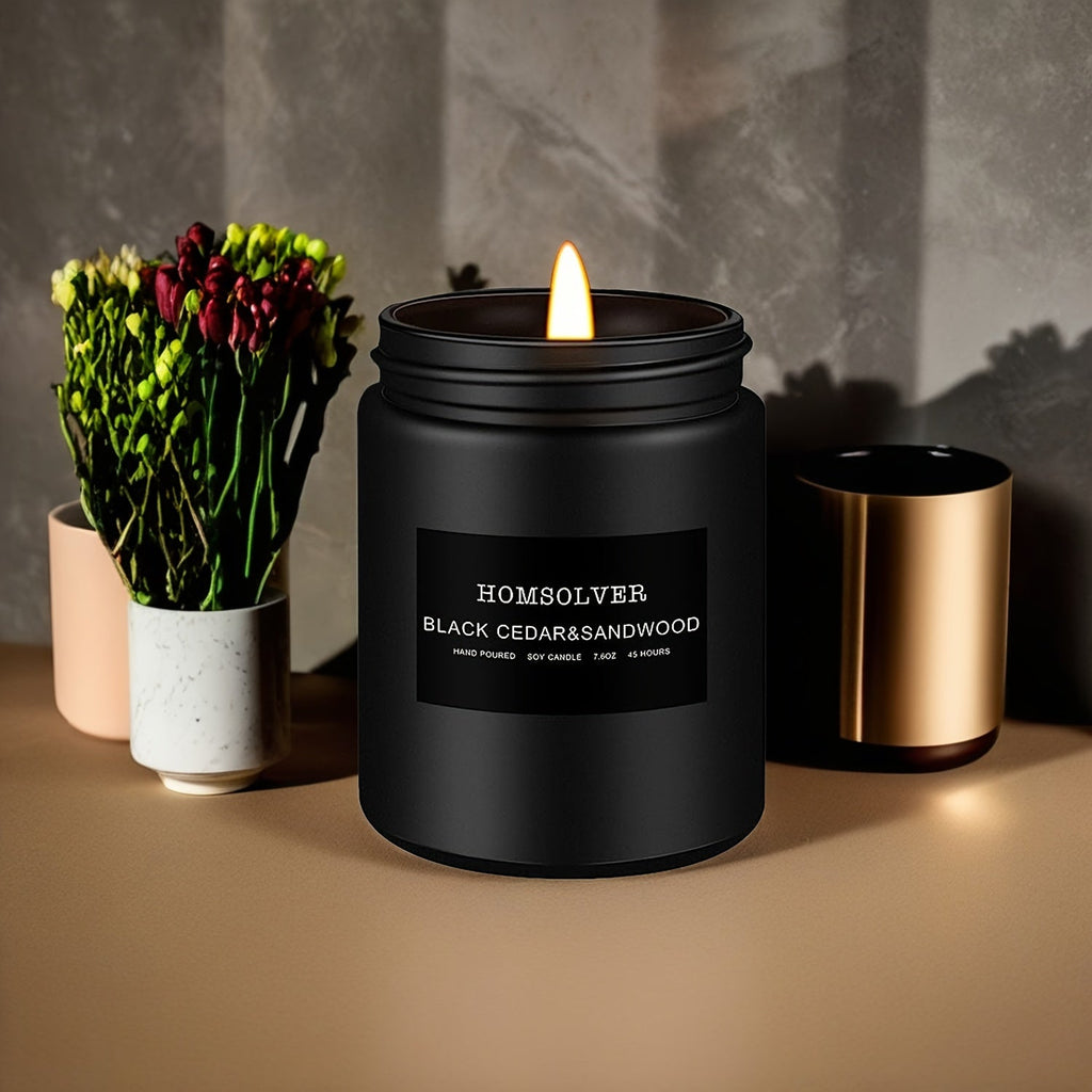 Scented Candle, Black Cedar and Sandalwood Candle for Men, Scented Candle for Home, Scented Soy Candle, 50 Hour Burn, Ideal Gift for Men