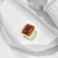 Amber Leaf Carving S925 Sterling Silver Gold-plated Pendant Female Pi-Mart