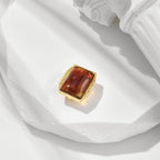 Amber Leaf Carving S925 Sterling Silver Gold-plated Pendant Female Pi-Mart