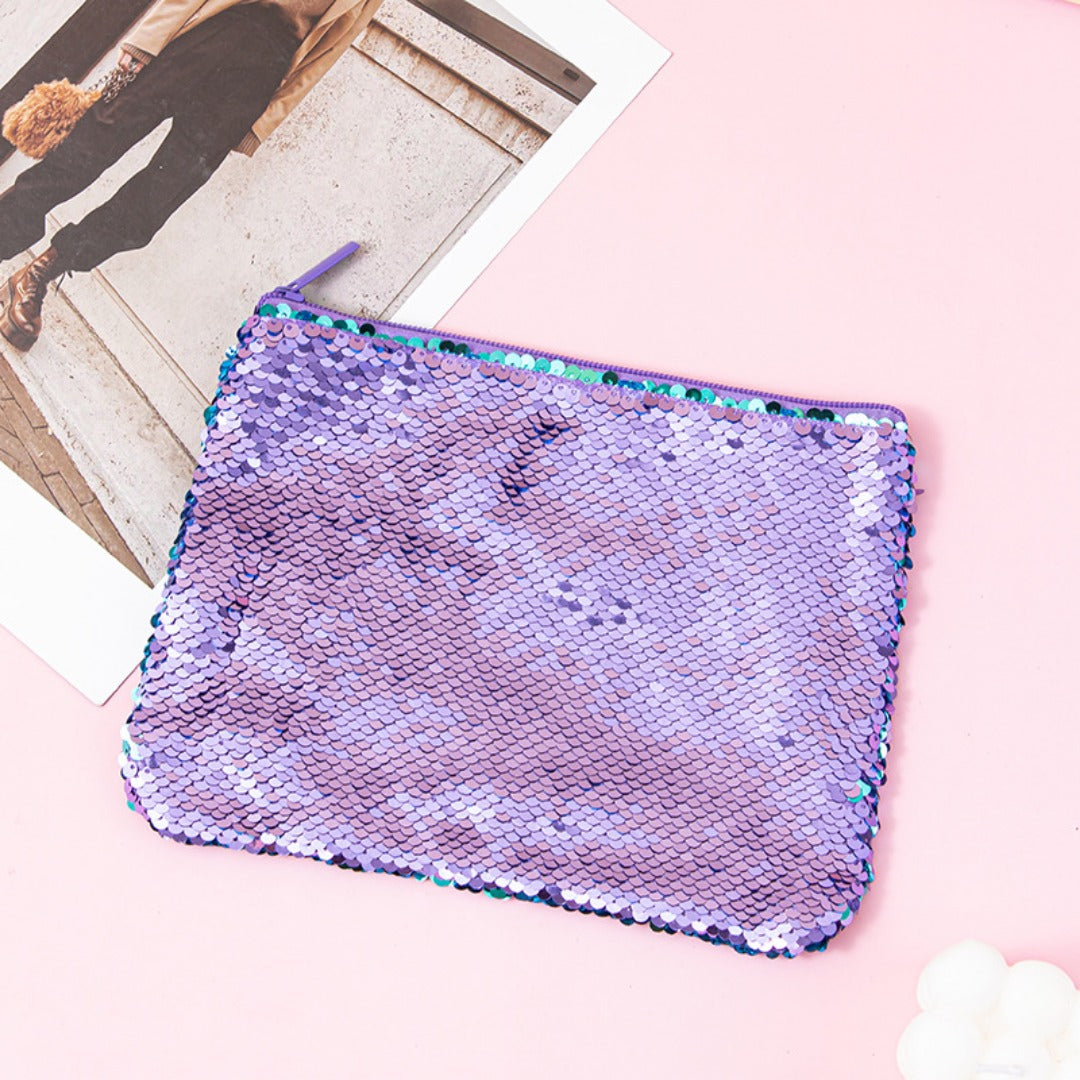 Mermaid sequined pencil case, two-color stationery storage bag, portable cosmetics change purse, small purse - SJB-DIAMOND ELITES