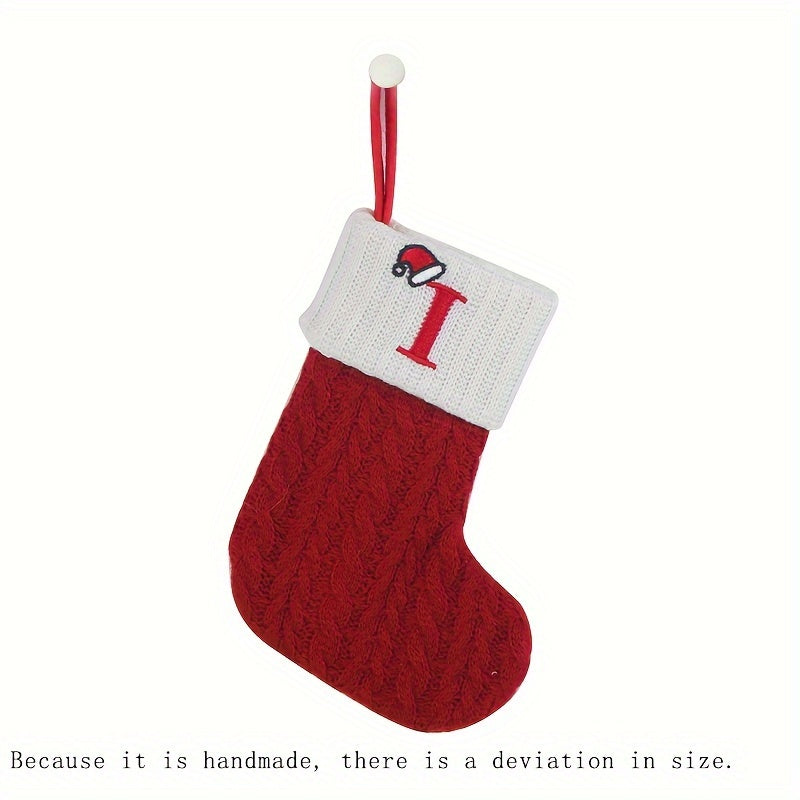 1pc Knitted Christmas Socks Stocking Gift Bag - Embroidered Alphabet, Candy Design, Scene Decor, Room Decor, Home Decor, Holiday Party Decor, Festive Gift Idea for Family and Friends Lootquake LLC