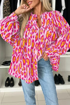 Light Leopard Print Balloon Sleeve Loose Blouse | Femstylo