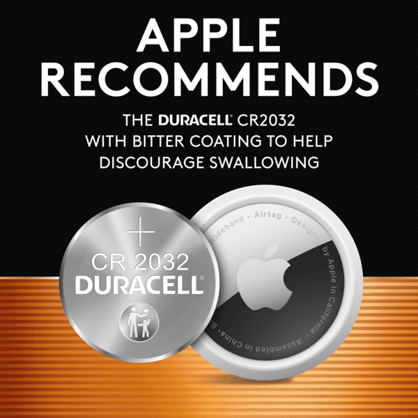 Duracell CR2032 3V Lithium Coin Battery with Child Safety Features, Compatible with Apple AirTag, Key Fob, Car Remote, Glucose Monitor, and other Devices, CR Lithium 3 Volt Cell (4 Count Pack) EasyOptionXY LLC