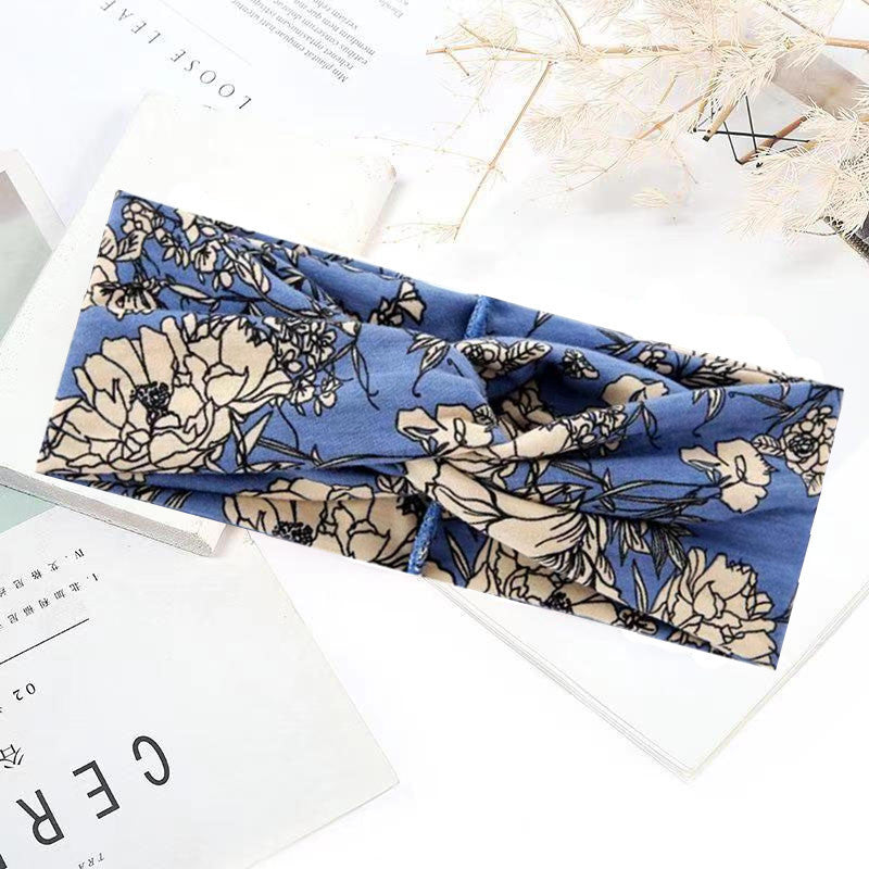 Sweat-absorbent And Anti-perspirant Bundled Headband With Wide-brimmed Print Headband Pi-Mart