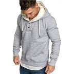 Button-Trim Hooded Fleece Sweatshirt - Cotton Blend Pullover with Pockets Pi-Mart