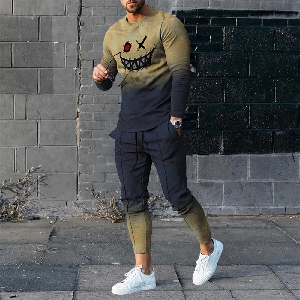Men's 3D Digital Printing Loose Casual Long Sleeves Trousers Suit Lootquake LLC