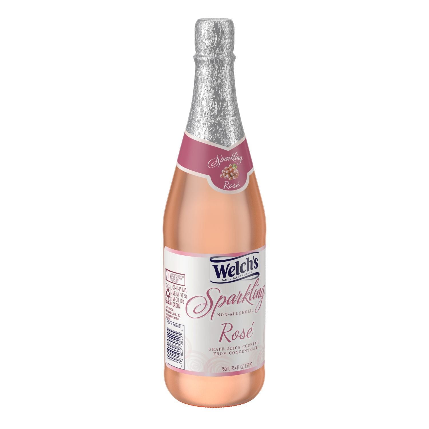 Welch's Non-Alcoholic Sparkling Rose Grape Juice Cocktail, 25.4 fl oz Bottle
