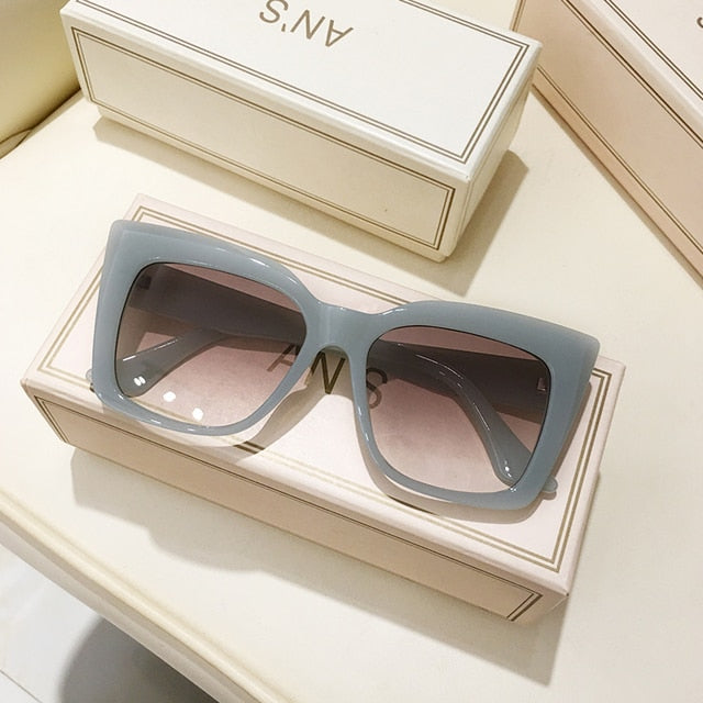 Rectangle Big Frame Cat Eye Sunglasses - SJB-DIAMOND ELITES