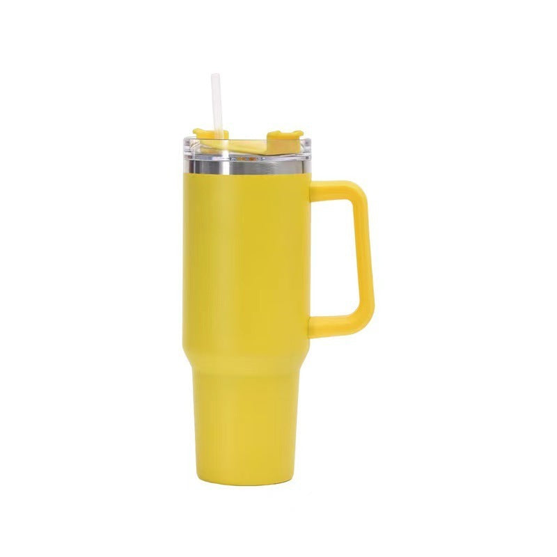 40oz Straw Coffee Insulation Cup With Handle Portable Car Stainless Steel Water Bottle LargeCapacity Travel BPA Free Thermal Mug Pi-Mart