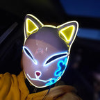 Demon LED Mask Slayers Costume Props Japanese Anime Plastic Fox Face Cosplay Glowing Masks for Adult Masquerade - SJB-DIAMOND ELITES