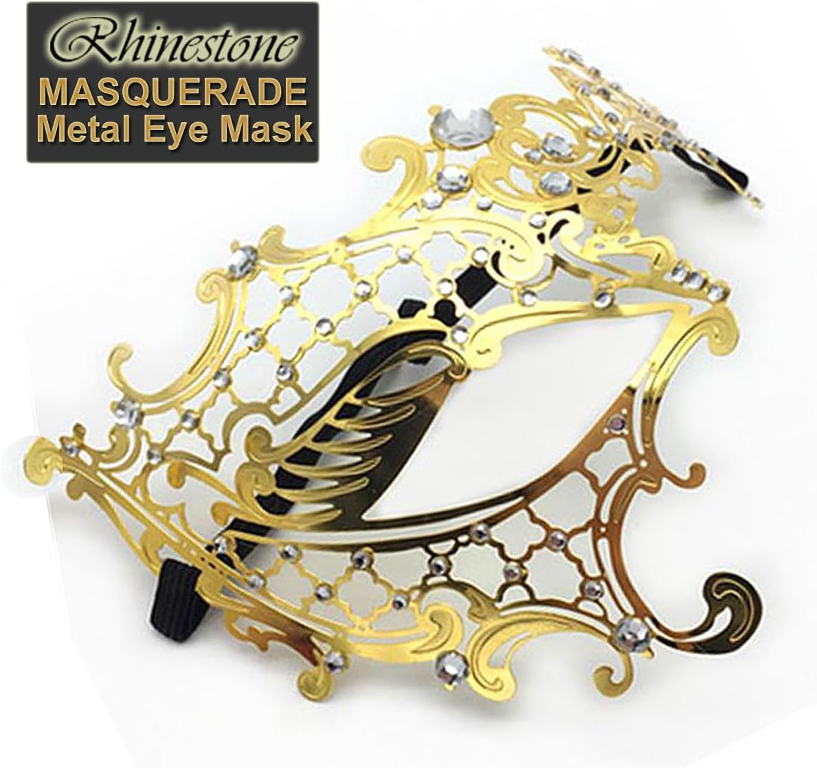 Masquerade Mask for Women Shiny Rhinestone Venetian Party Prom Ball Metal Mask - SJB-DIAMOND ELITES