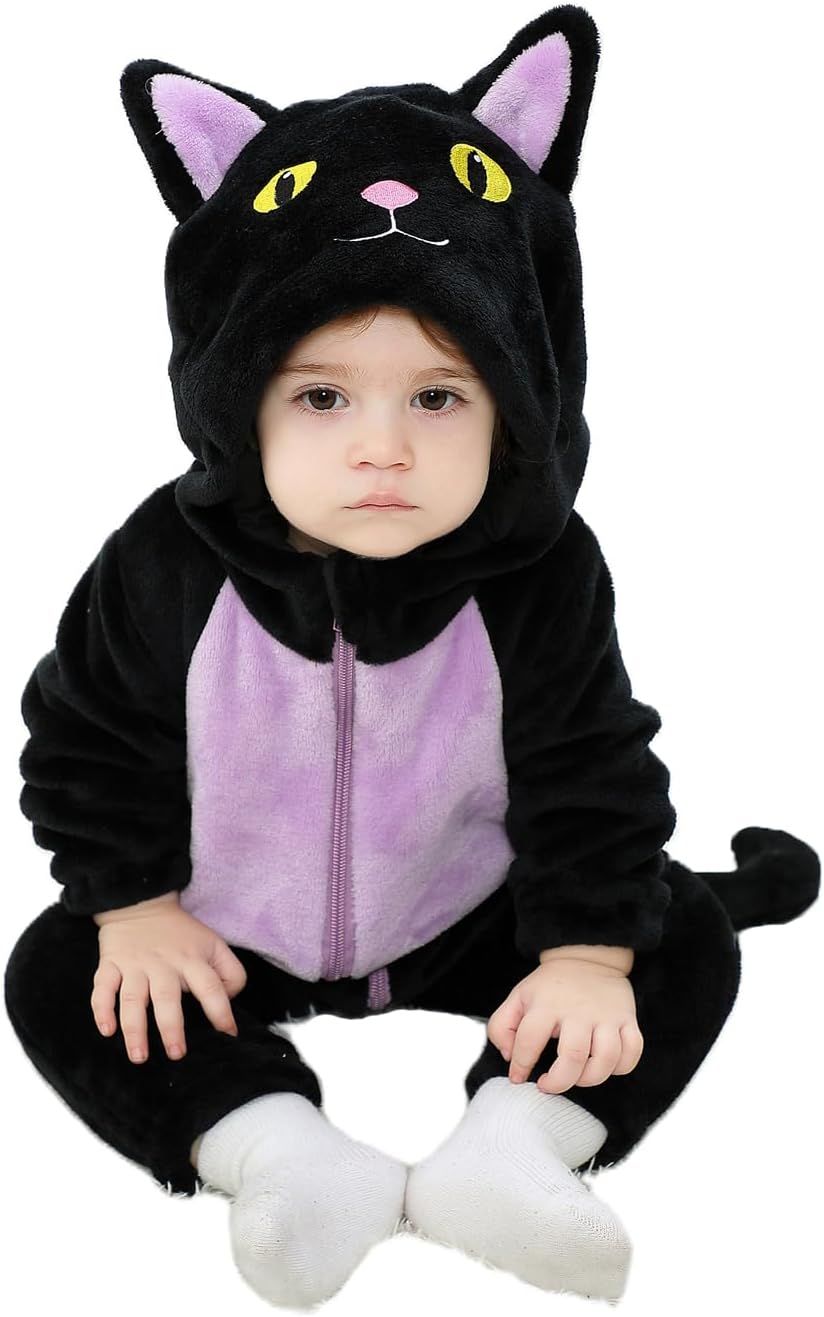 Black Cat Costume for Toddler Baby Girl Boy Halloween Costumes Fuzzy Warm Fall Winter Clothes Halloween Cats Outfit - SJB-DIAMOND ELITES