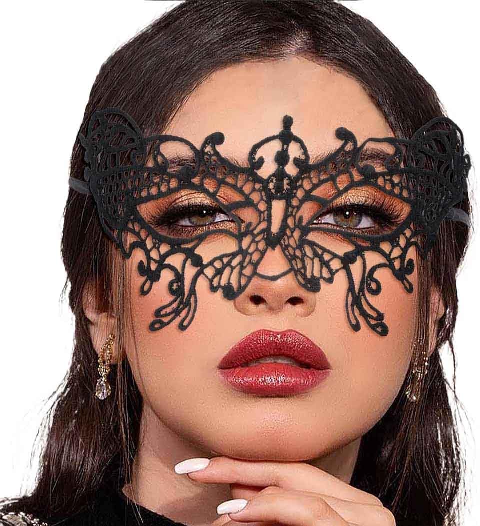 Masquerade Lace Mask Women Black Lace Masks Costume Party Proms Face Mask Halloween Eye Mask - SJB-DIAMOND ELITES