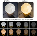 Moon Lamp Moon Light Night Light for Kids Gift for Women USB Charging and Touch Control Brightness 3D Printed Warm and Cool White Lunar Lamp - SJB-DIAMOND ELITES