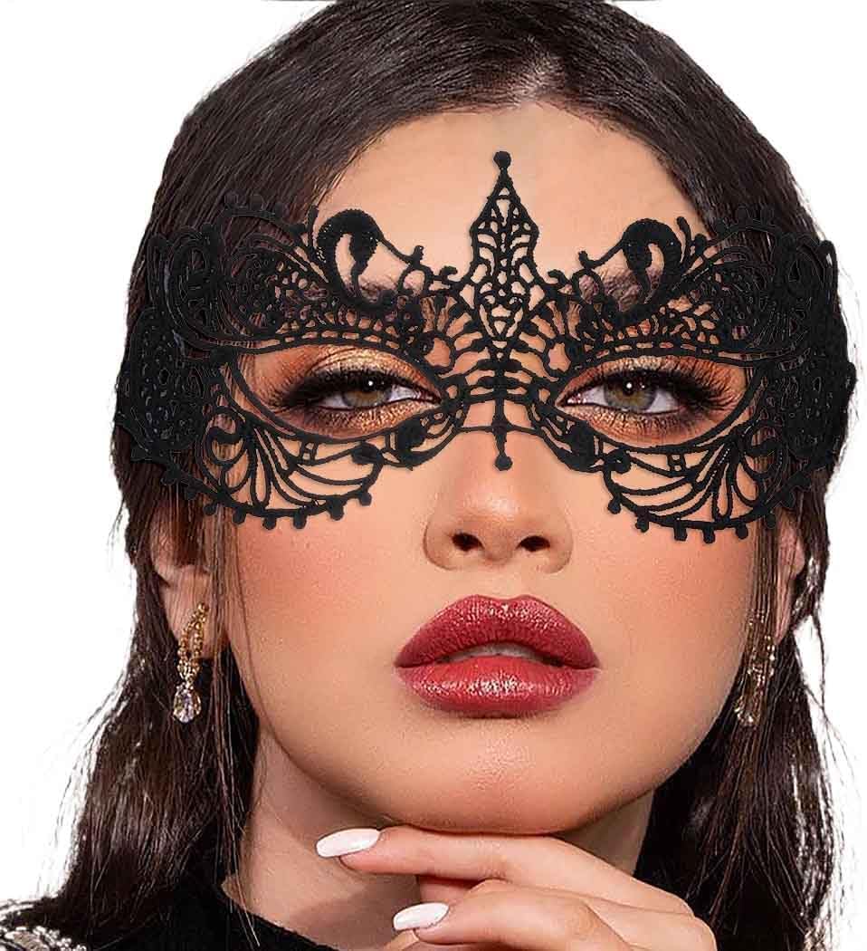 Masquerade Lace Mask Women Black Lace Masks Costume Party Proms Face Mask Halloween Eye Mask - SJB-DIAMOND ELITES