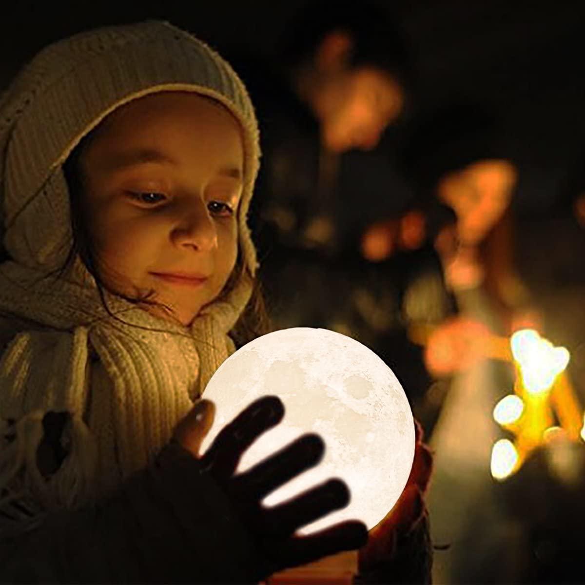 Moon Lamp Moon Light Night Light for Kids Gift for Women USB Charging and Touch Control Brightness 3D Printed Warm and Cool White Lunar Lamp - SJB-DIAMOND ELITES