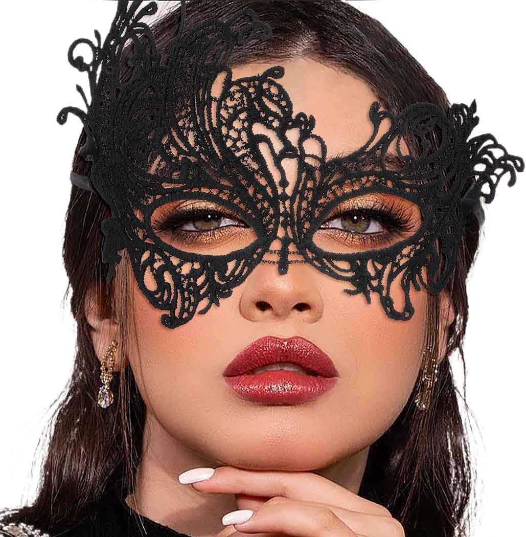 Masquerade Lace Mask Women Black Lace Masks Costume Party Proms Face Mask Halloween Eye Mask - SJB-DIAMOND ELITES
