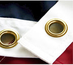 Pre Folded Memorial Flag American US Flag 5x9.5 Foot Heavy Duty Cotton For Veteran - Embroidered Stars and Sewn Stripes - 4 Rows of Lock Stitching - USA Flags with Brass Grommets comes pre folded The Military Gift Store