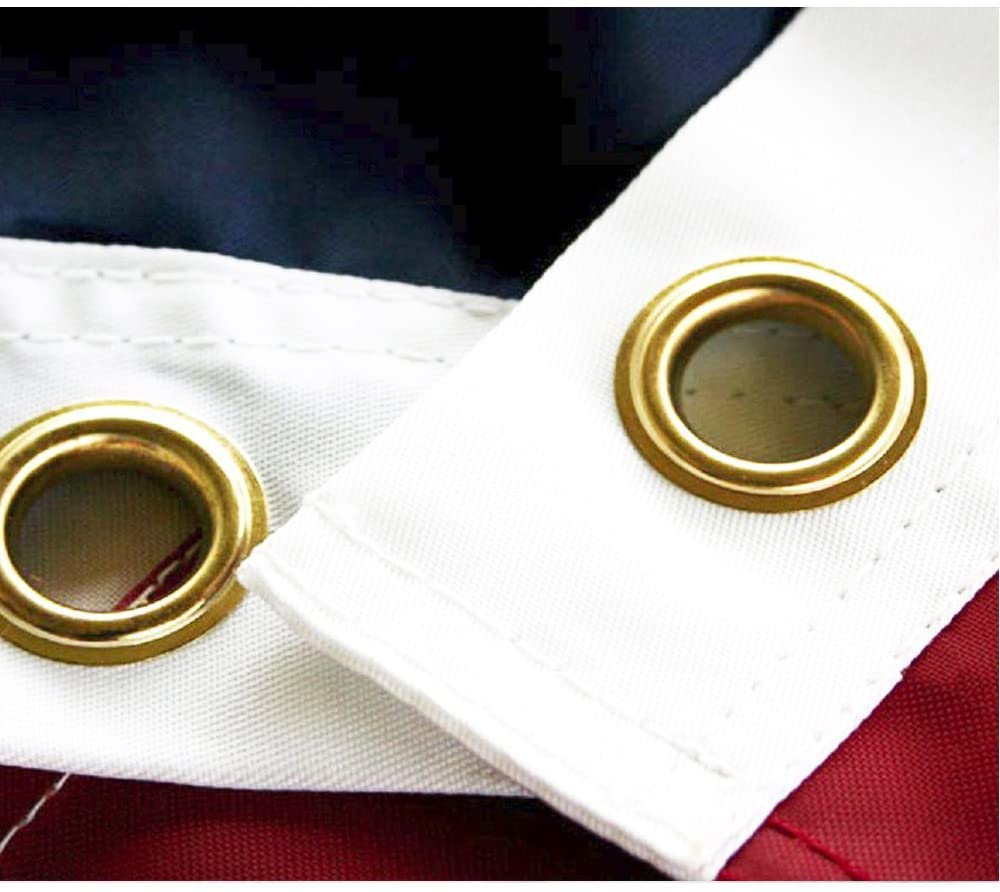 Pre Folded Memorial Flag American US Flag 5x9.5 Foot Heavy Duty Cotton For Veteran - Embroidered Stars and Sewn Stripes - 4 Rows of Lock Stitching - USA Flags with Brass Grommets comes pre folded The Military Gift Store