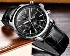Men's  Waterproof Watch With Chronometers Date Display And Fluorescent Pointers Excellent Look Perfect Gift Stevvex