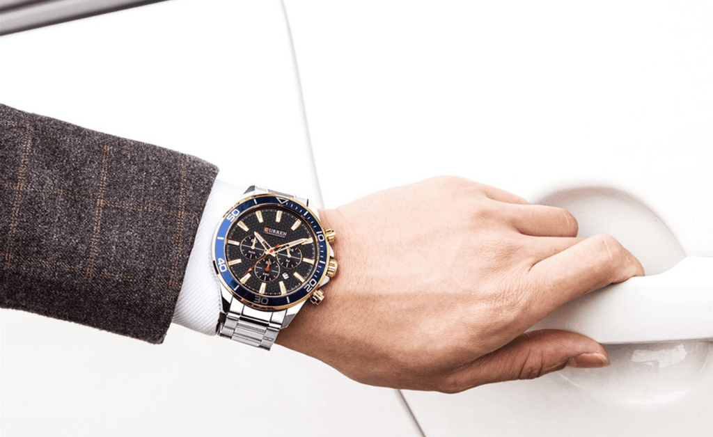 Men's Waterproof Watch With Chronometers, Date Display Excellent Background Unique Design Perfect Gift Stevvex